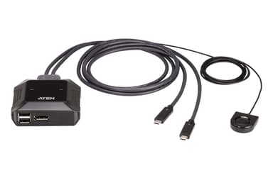 Aten USB-C 4K DisplayPort KVM-schakelaar met 2 poorten en Remote Port Selector 