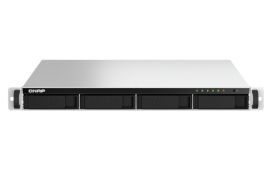 QNAP TS-464U NAS Rack (1U) Intel® Celeron® N5095 8 GB DDR4 0 TB QNAP Turbo System Gjuten aluminium, Svart 