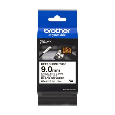 Brother Tape Krimpkous 9mm HSe-221E Zwart/Wit 
