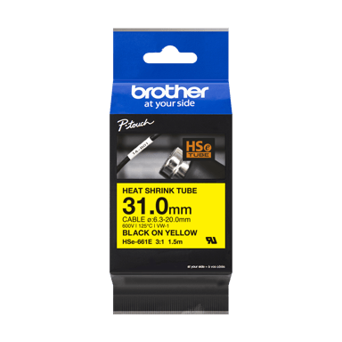 Brother Tape Varmekrympeslange 31mm HSe-661E Svart/Gul 