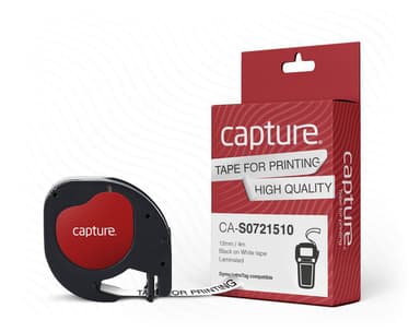 Capture Tape LetraTag 12mm Svart/Vit Papper 