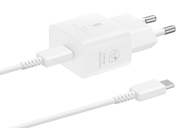 Samsung EP-T2510 Strömadapter 25W + USB-C kabel Vit 1m
