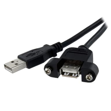 Startech StarTech.com 91 cm lange, Paneel gemonteerde USB-kabel A naar A F/M 0.9m USB-A USB-A Zwart
