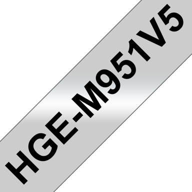 Brother Tape 24mm HGe-M951v5 Svart/Silver 5-Pack 