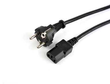 Prokord Power Cord PC Power C13 Output 1.0m Straight Black 1m CEE7/7 C13 Zwart