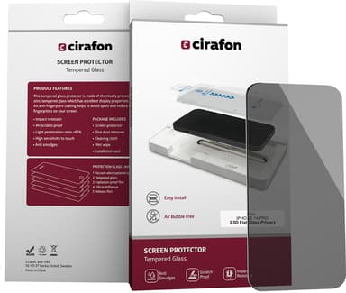 Cirafon Privacy Skärmskydd glas iPhone 14 Pro