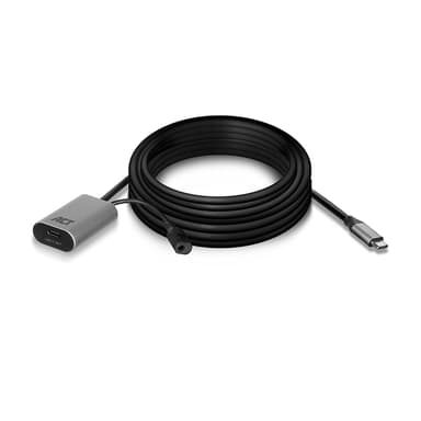 ACT USB-C 3.0 verlengkabel met signaalversterker, 5 meter 5m USB C USB C Zwart