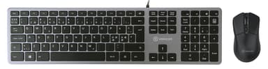 Voxicon Wired Slim Metal Keyboard 280 + Mouse Gr1000 Pohjoismainen