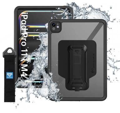 Armor-X Waterproof, Shock & Dust Proof Case With Handstrap & Kickstand iPad Pro 11" (2024) Musta