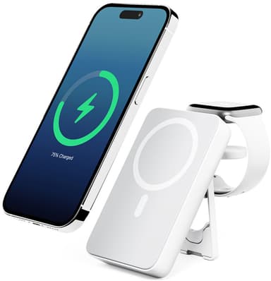 Alogic 4-i-1 Magsafe Wireless Powerbank 10000mAh Hvid Sølv