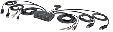 Startech 2-Port Dual-Display DisplayPort KVM Switch 4K Integrerede 1,5 m kabler 
