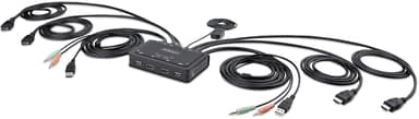Startech 2-porttinen Dual-Display HDMI KVM-kytkin 4K integroidulla 1,5 metrin kaapelilla varustettuna 