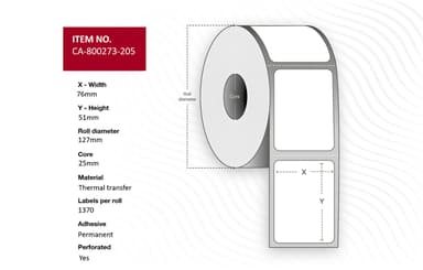 Capture Etiketten TT 76x51mm Core 25 1370st/Rol 12-Pack 