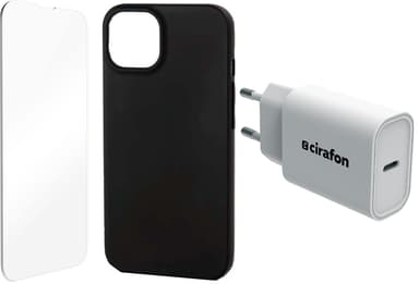 Cirafon Startsett med lader/glass/deksel iPhone 13 Pro Svart