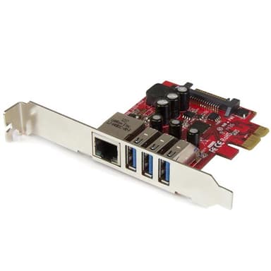 Startech StarTech.com 3-poorts PCI Express USB 3.0-kaart + gigabit Ethernet 