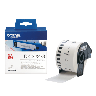 Brother Tape Papper 50mm x 30.5m Svart/Hvit 