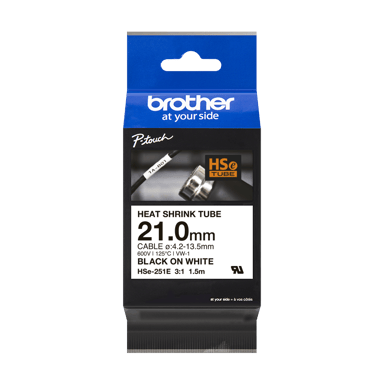 Brother Tape Varmekrympeslange 21mm HSe-251E Svart/Hvit 