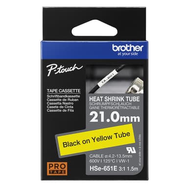 Brother Tape Varmekrympeslange 21mm HSe-651E Svart/Gul 