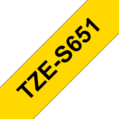 Brother Tape 24mm TZe-S651 Svart/Gul Extra Stark 