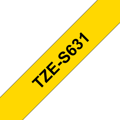 Brother Tape 12mm TZe-S631 Svart/Gul Extra Stark 