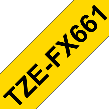 Brother Tape 36mm TZe-FX661 Zwart/Geel Flexibel 