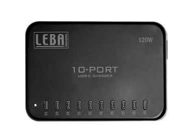 Leba Charger USB-C Notecharge 10-Port 120W Musta 1.5m