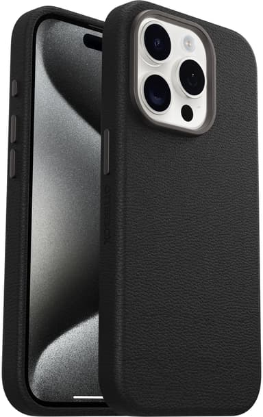 Otterbox Symmetry Series Cactus Leather MagSafe iPhone 15 Pro Noir, Svart
