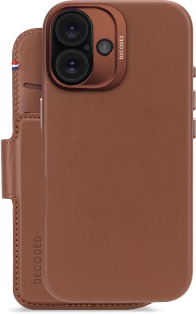 Decoded Leather Detachable Wallet iPhone 16 Tan (gul-brun)