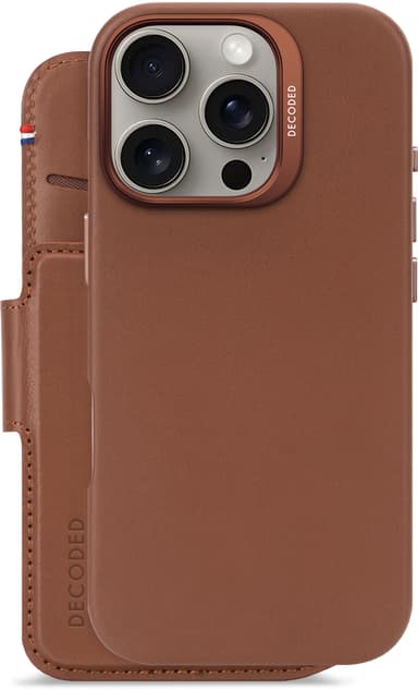 Decoded Leather Detachable Wallet iPhone 16 Pro Tan (gul-brun)