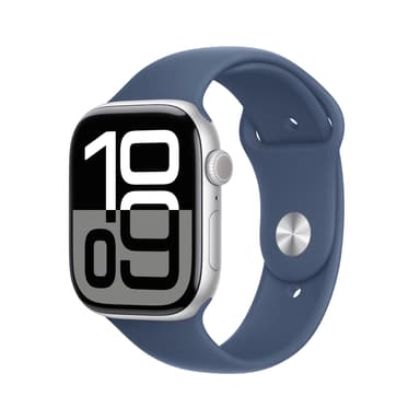 Apple Watch Series 10 GPS 46mm Silver Aluminium Case with Denim Sport Band - M/L 