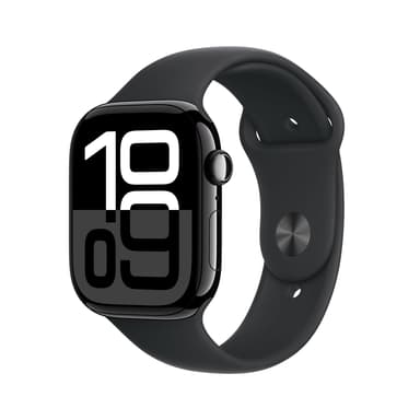 Apple Watch Series 10 GPS 46mm Jet Black Aluminium Case with Black Sport Band - M/L Zwart