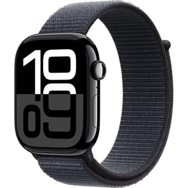 Apple Watch Series 10 GPS 46mm Jet Black Aluminium Case with Ink Sport Loop Svart