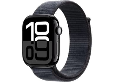 Apple Watch Series 10 GPS 46mm Jet Black Aluminium Case with Ink Sport Loop Svart