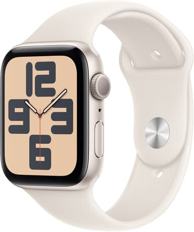 Apple Watch SE GPS 44mm Starlight Aluminium Case with Starlight Sport Band - S/M Beige