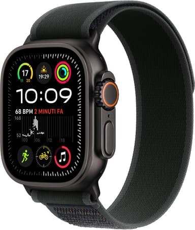 Apple Watch Ultra 2 GPS + Cellular 49mm Black Titanium Case with Black Trail Loop - M/L Musta