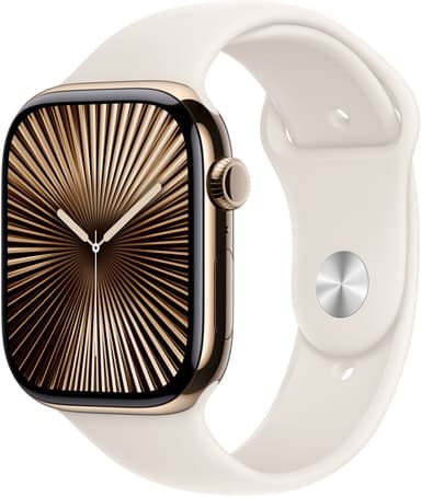 Apple Watch Series 10 GPS + Cellular 46mm Gold Titanium Case with Starlight Sport Band - S/M 