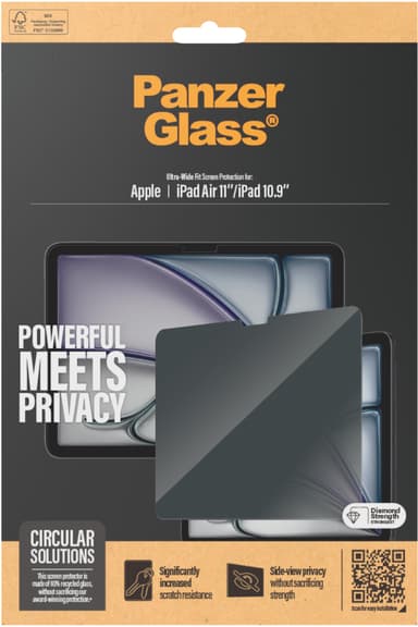 Panzerglass Ultra-Wide Fit Privacy skärmskydd iPad 10.9" 10th gen, iPad Air 11" (2024), iPad Air 11" (2025)