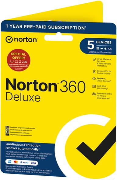 Norton 360 Deluxe 5 enheder 1 år (ATTACH) 
