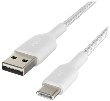 Belkin Braided Cable 2m USB A USB C Valkoinen