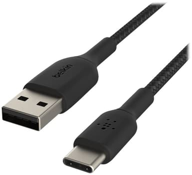 Belkin Braided Cable 1m. USB A USB C Sort