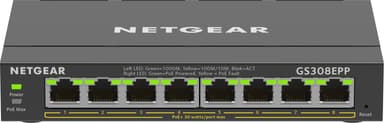 Netgear 8-Port Gigabit Ethernet High-Power PoE+ Plus Switch (GS308EPP) Hallittu L2/L3 Gigabit Ethernet (10/100/1000) Power over Ethernet -tuki musta