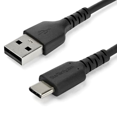 Startech StarTech.com 2m USB A naar USB-C Oplaadkabel, Duurzame USB 2.0 Fast Charge & Sync USB A naar USB C Data Kabel, Rugged Aramide Vezel, M/M, 3A, Zwart 2m USB A USB C Zwart