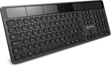 Voxicon Solar Trådlös Tangentbord S02WL - Stilrent Trådlöst Tangentbord med Solenergi Trådlös Nordisk