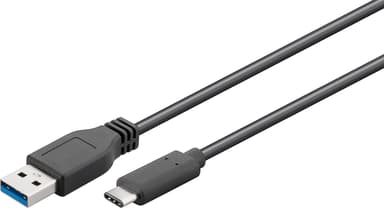 Microconnect USB Type C - USB 3.0 Type A 2m - Black 2m. USB C USB A Sort
