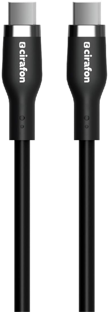 Cirafon USB-C 240w opladerkabel i silikone - hurtig opladning og fleksibilitet 2m. USB C USB C Sort