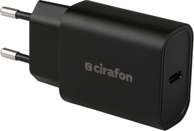 Cirafon 20W USB-C hurtigoplader Sort
