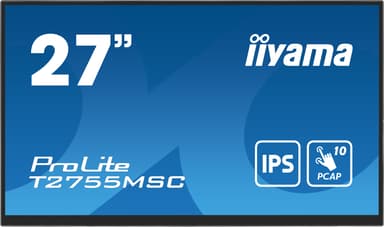 iiyama ProLite T2755MSC-B1 computer monitor 68,6 cm (27") 1920 x 1080 Pixels Full HD LED Touchscreen Tafelblad Zwart 27" 1920 x 1080pixels IPS 16:9 60Hz