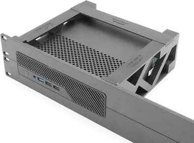 Direktronik 19" Panel Svart med brakett for Minisforum MS01-MSA1 2U 