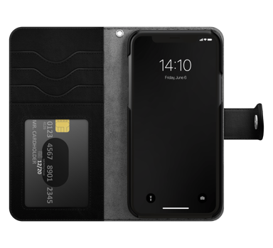 iDeal Magnet Wallet+ Vippedeksel For Mobiltelefon iPhone 13 iPhone 14 iPhone 16e Sort