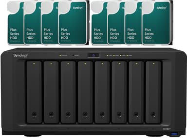 Synology DS1821+ med 8 forhåndsinstallerte 8 TB-stasjoner (64 TB) 